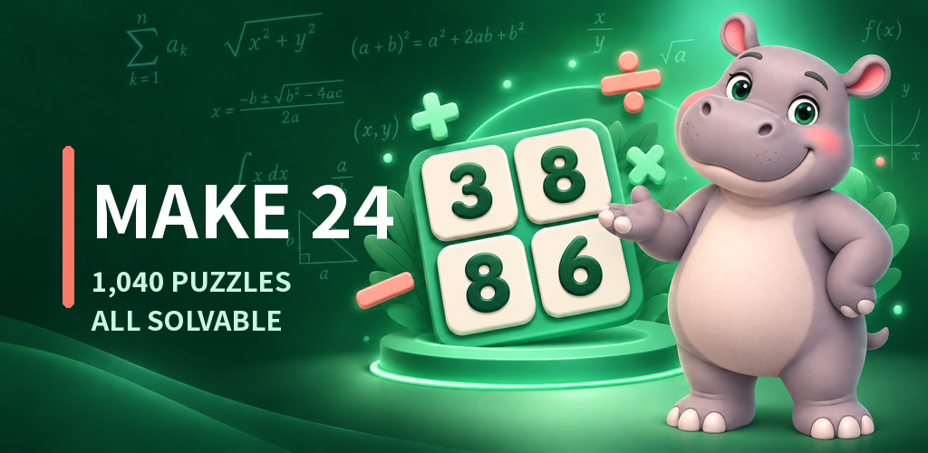 Smart 24 number cards and hippo character